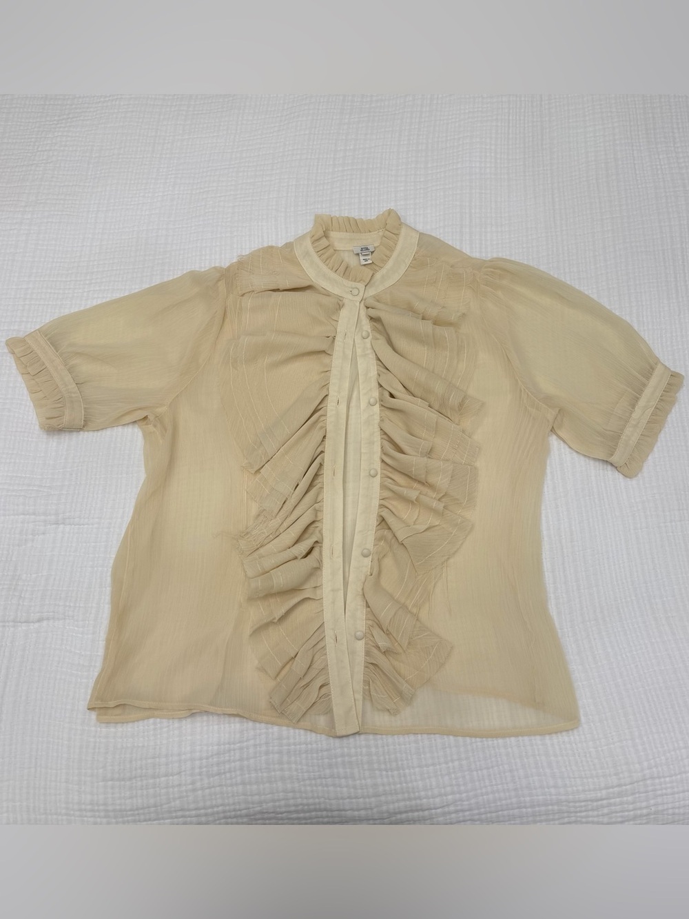 river island beige ruffle chiffon blouse